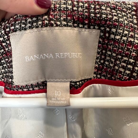Banana Republic Black & Red Tweed Open Front Blazer Jacket - Size 10 - EUC - Picture 3 of 7
